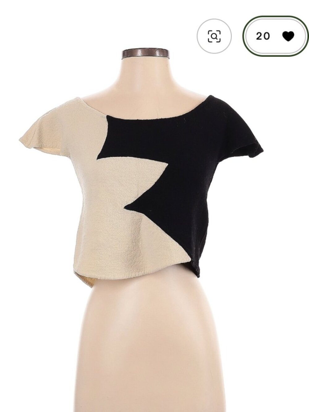 Two-Tone Black and Cream Women's Cropped Top